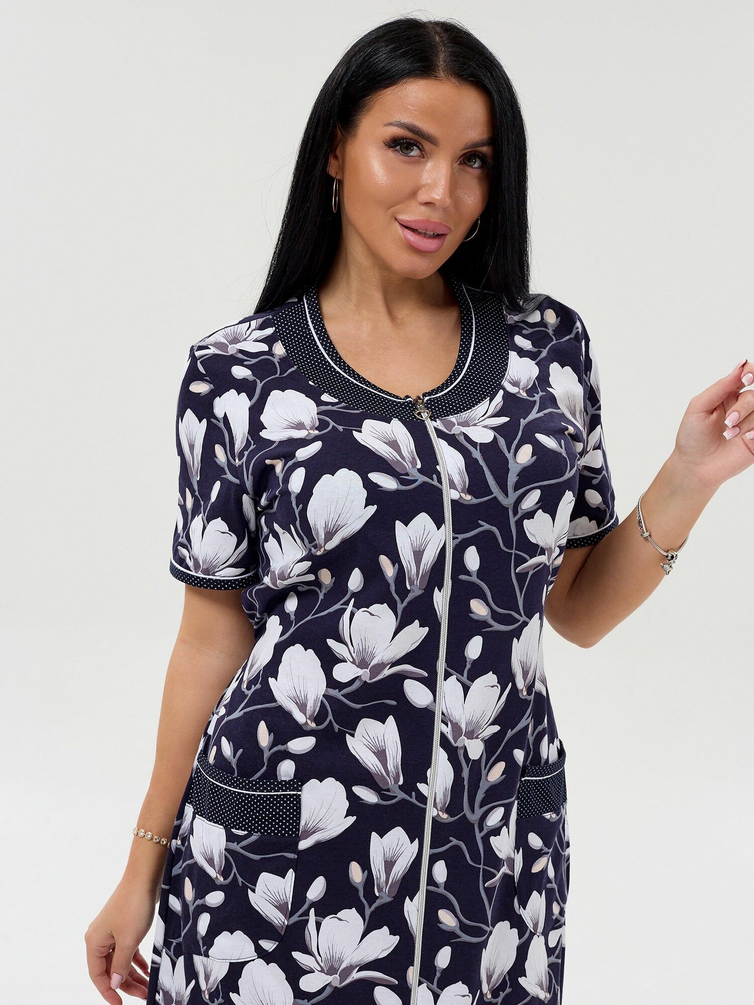 Халат Golden Flamingo Весна-лето 2025 размер 62 темно-синий