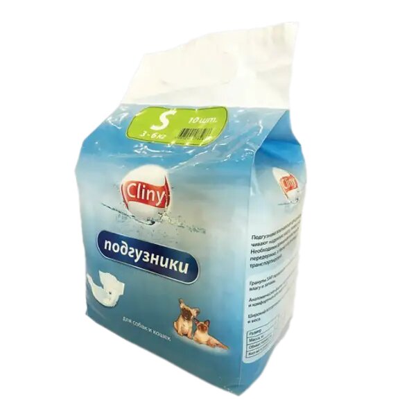 Cliny Подгузники для собак и кошек s (3- 6кг) 10 шт.