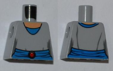 Torso SW Light Bluish Gray Shirt, Blue Belt with Red Buckle Pattern (Padme), 973pb0977 Light Bluish Gray U