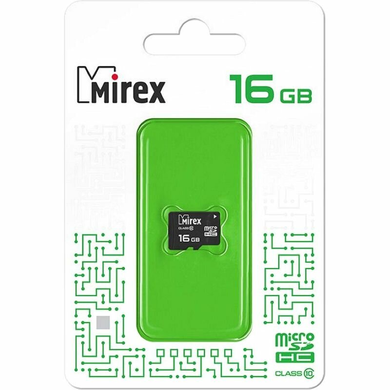 Карта памяти Mirex microSDHC 16Gb (class 10), шт (13612-MC10SD16)