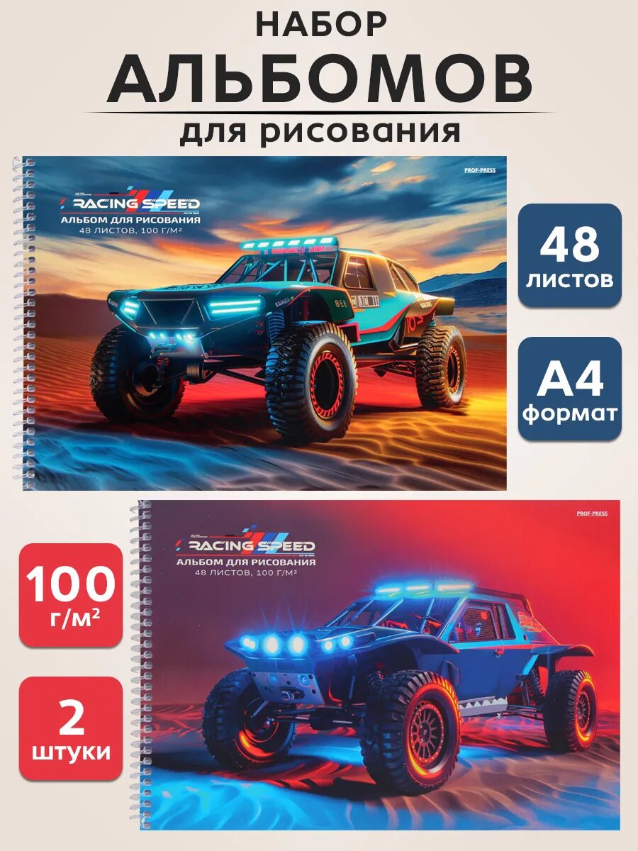 Проф-пресс Альбом для рисования А4 на спирали, 48 л 2 шт