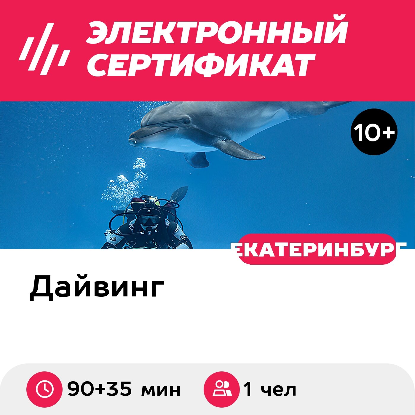 Подарочный сертификат Дайвинг с дельфинами для 1 чел. (90 + 35 мин.) (Свердловская область)