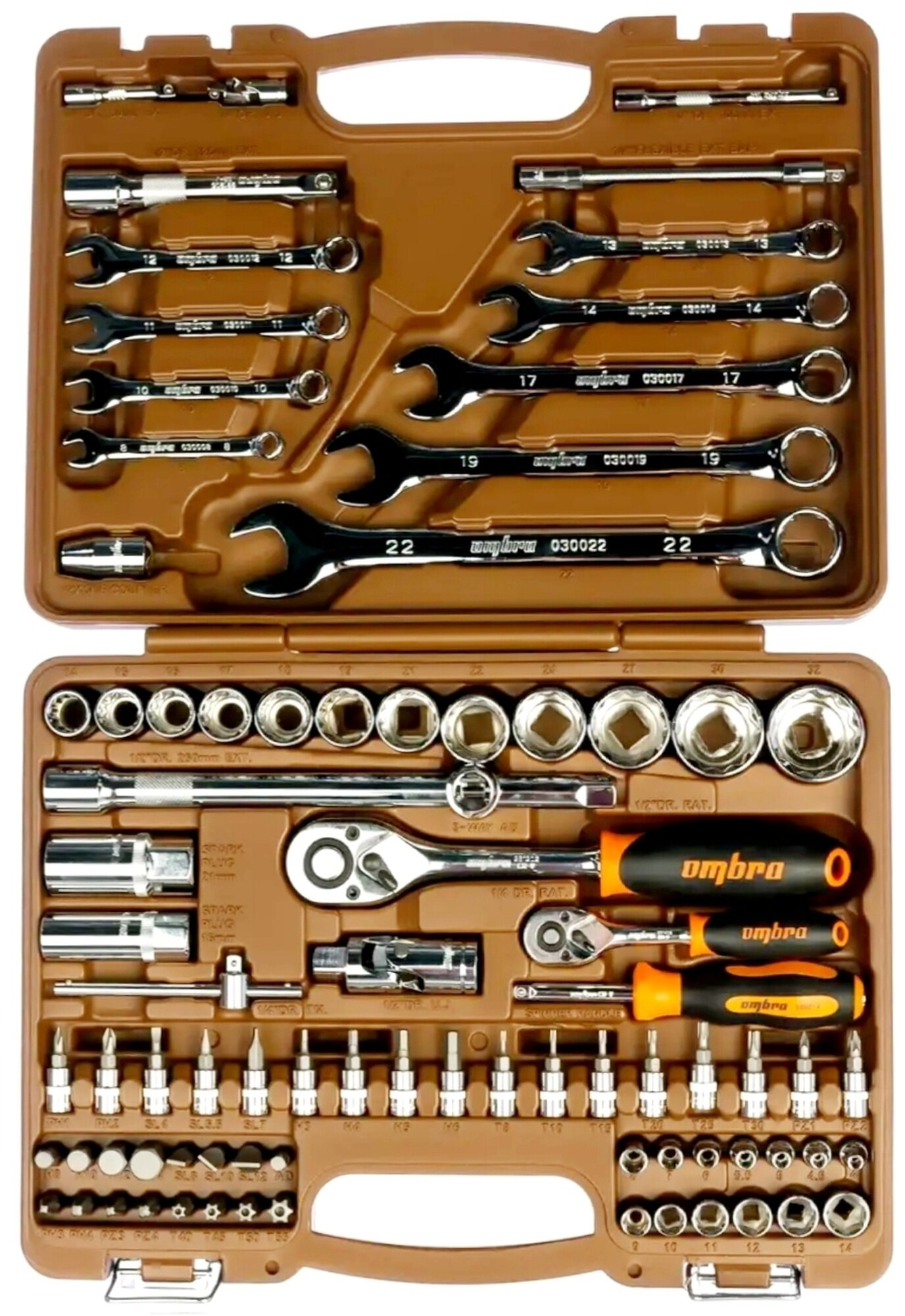 Набор инструмента 82 пр. OMBRA (1/4", 1/2") 6 гр. пластиковый кейс, OMT82S