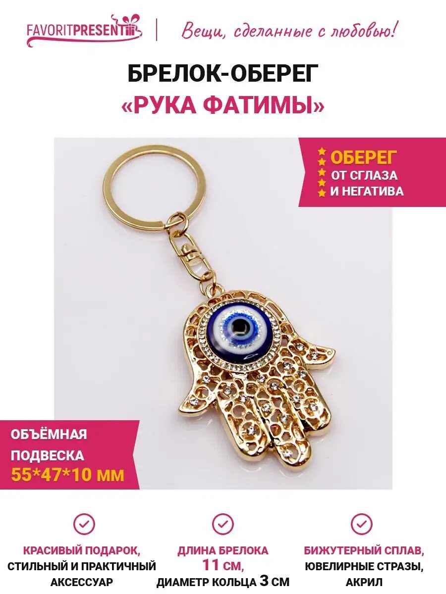 Брелок FAVORITPRESENT, синий, черный, золотой, белый