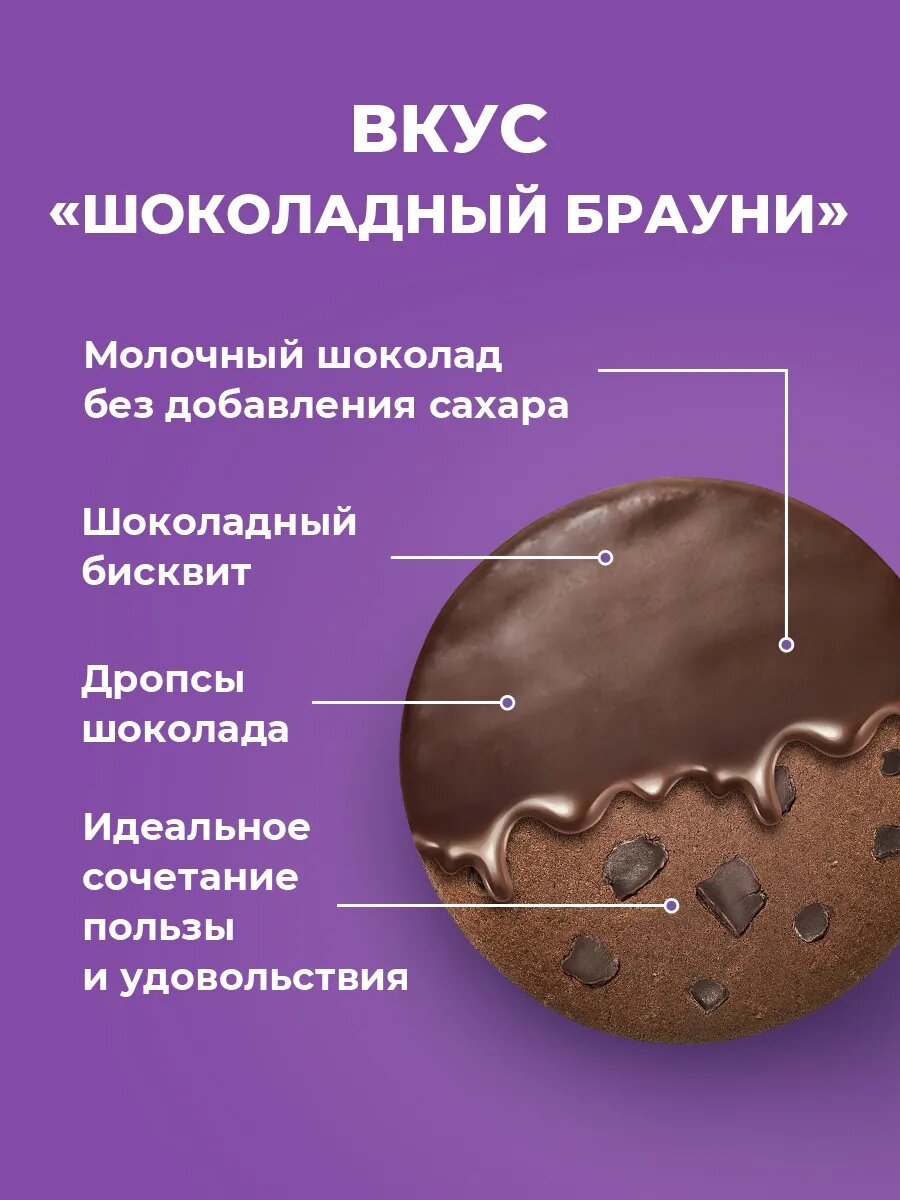 Протеиновое печенье в шоколаде "Шоколадный брауни", 9 шт х 40 г, без сахара — фото 1