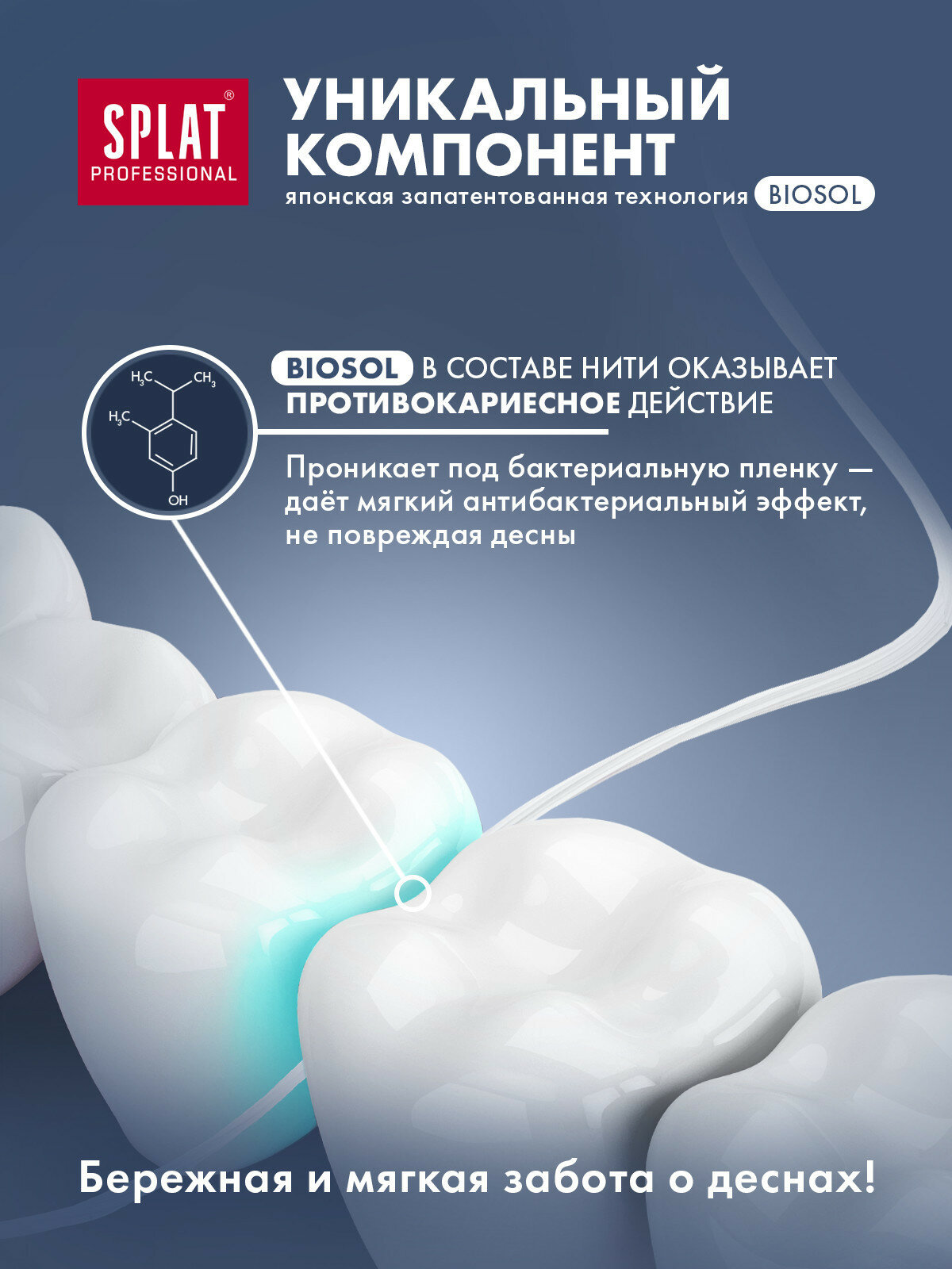 Антибактериальная объемная зубная нить SPLAT Professional Dental Floss с ароматом КЛУБНИКИ, 30 метров, 2 шт — фото 1