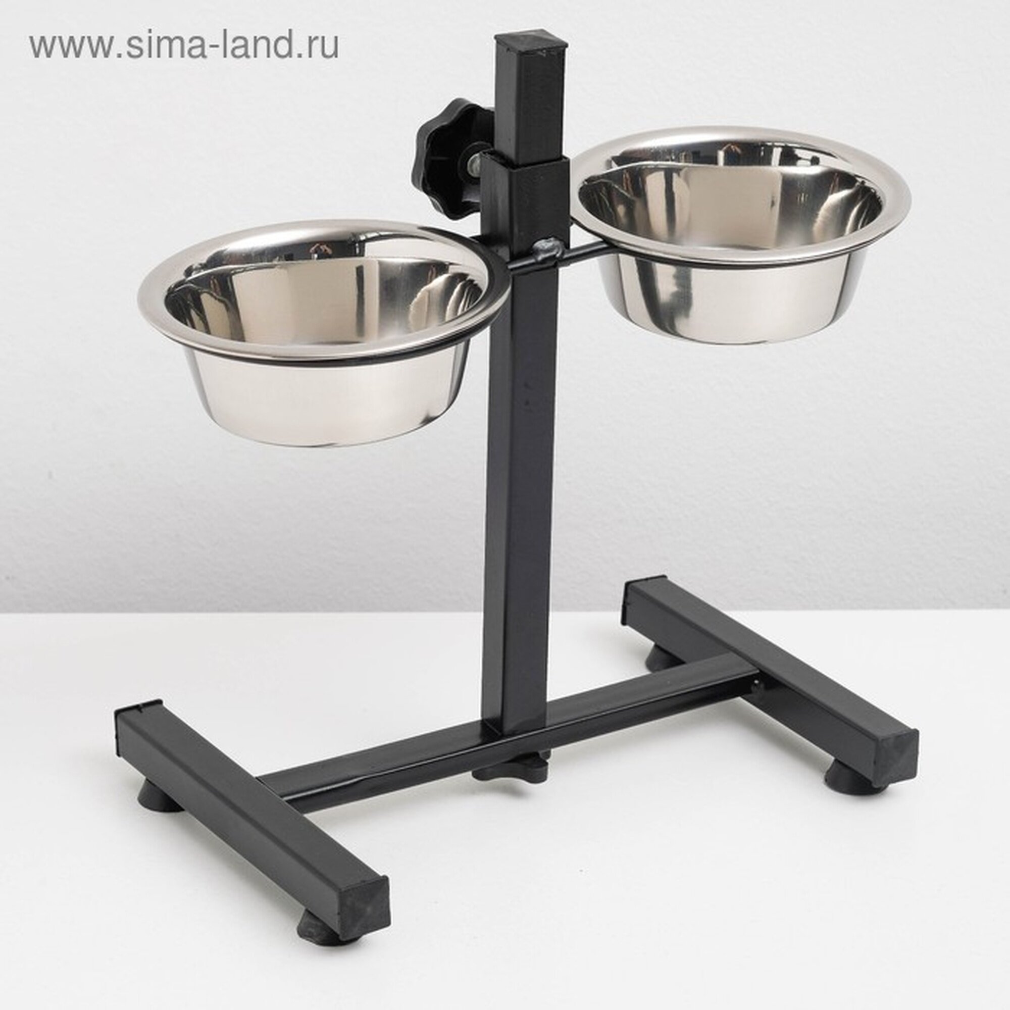 Миска Пижон набор из 2 шт регулируемая подставка металл 28 см 400 мл серебристый