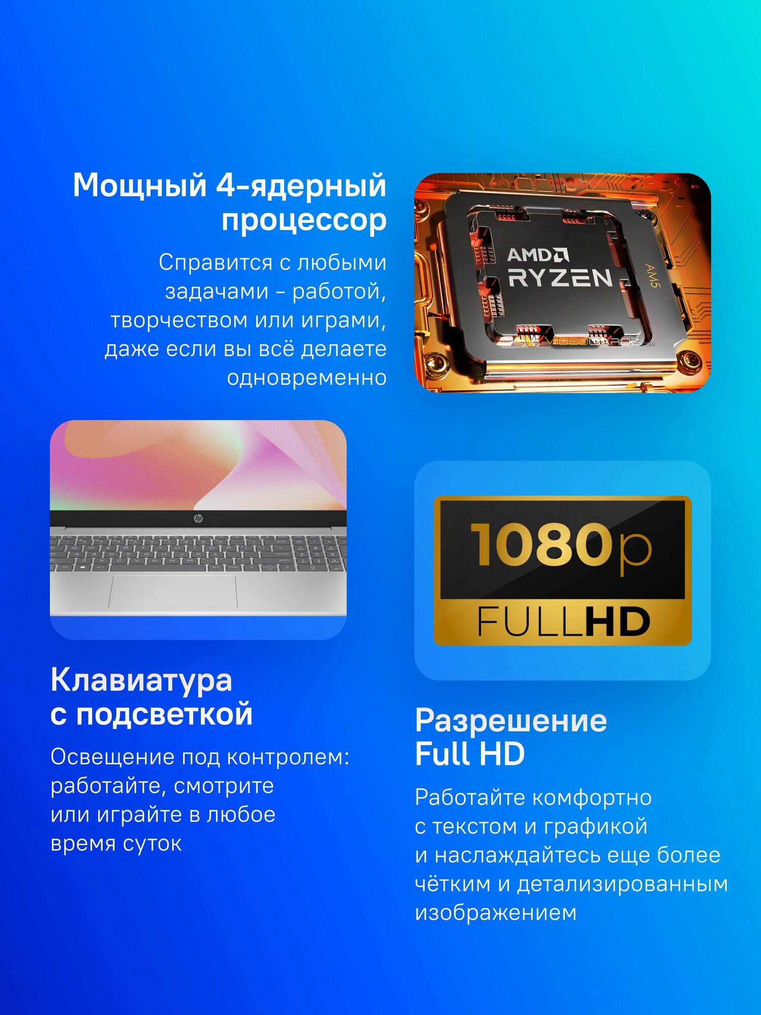 Ноутбук HP 15-fc0018nq Ryzen 5 7520U/16Gb/SSD512Gb/610M/15.6"/IPS/DOS — фото 1