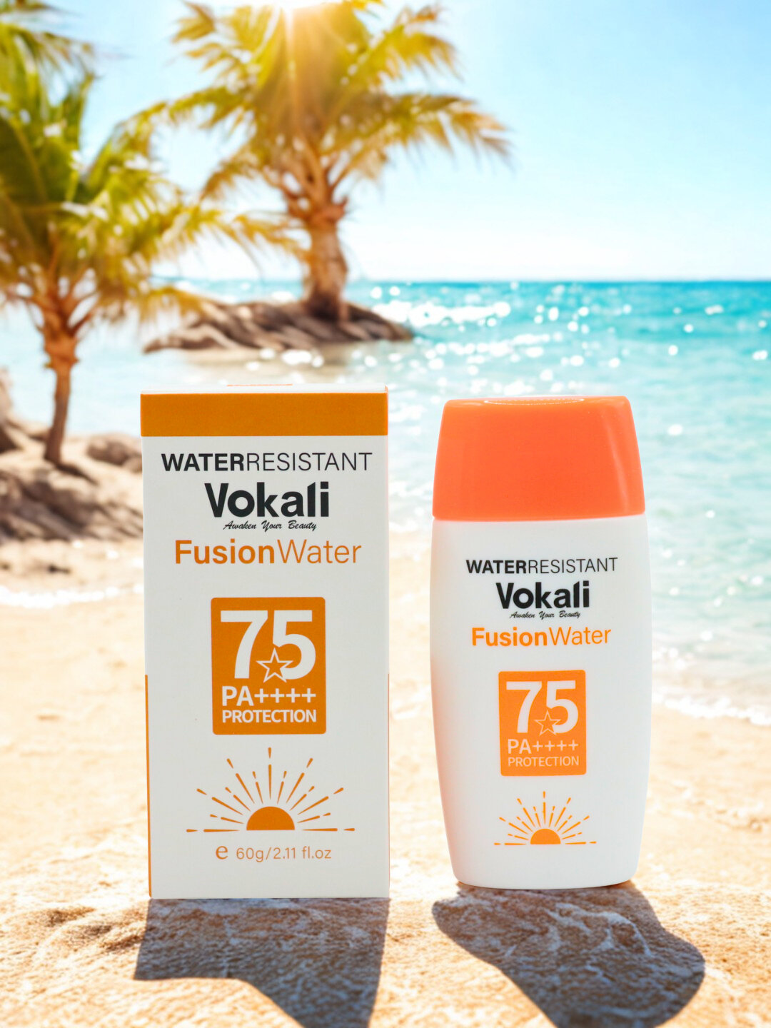 Солнцезащитный крем Vokali, SPF 65+, для лица и тела, без белых следов, 60 г
