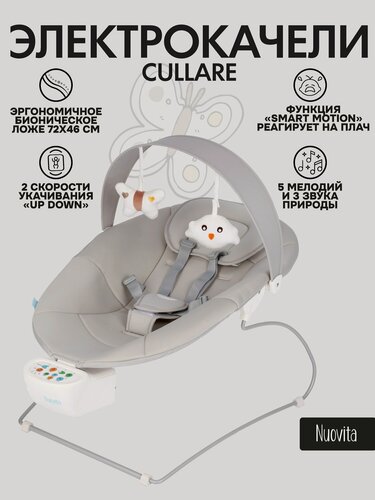 Изображение товара Электрокачели Nuovita "Cullare", с таймером, с пультом, серые