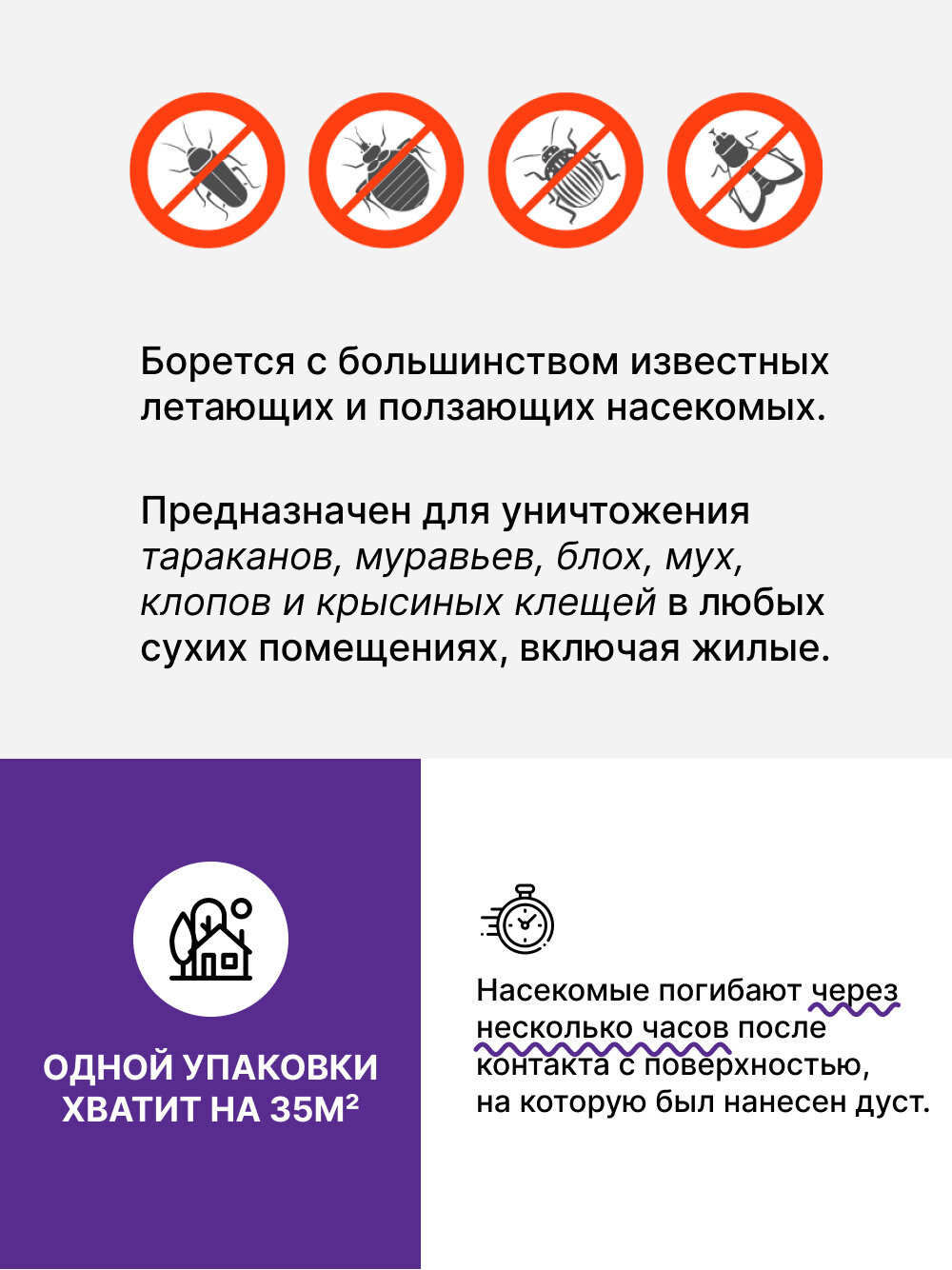 Средство от тараканов, муравьев, блох, клопов для дома и улицы Nadzor, отрава от насекомых, дуст (2 упаковки по 100 г.) — фото 1