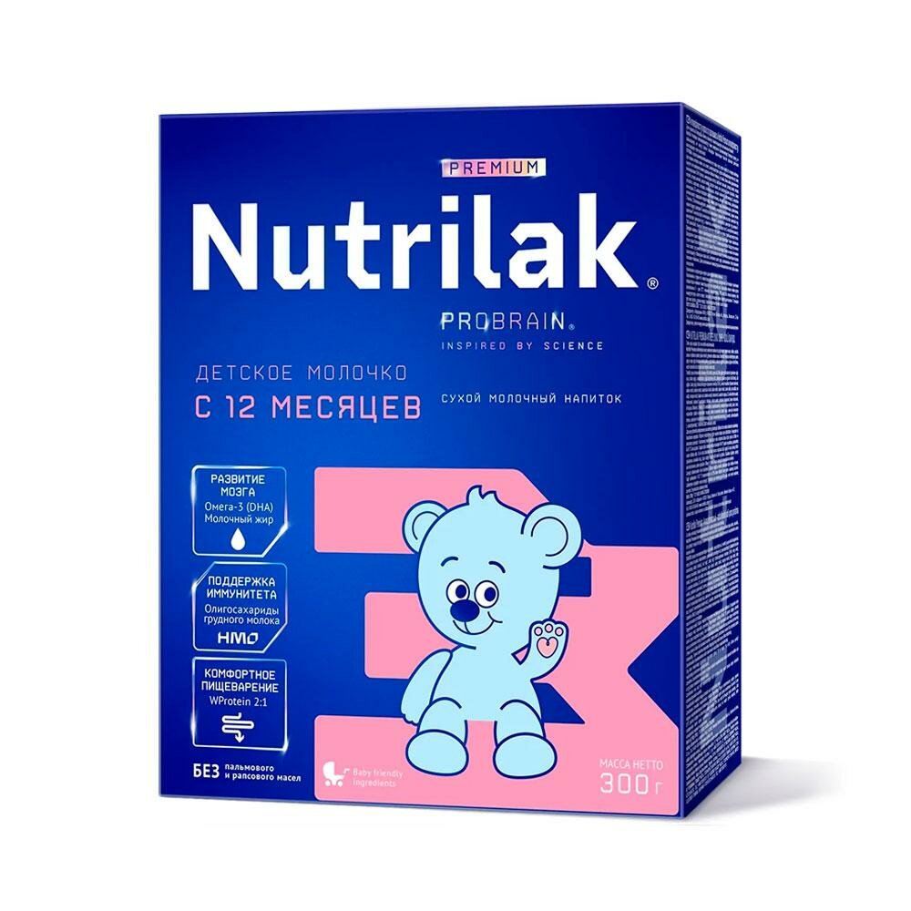 Молочный напиток Nutrilak Premium, 3 ступень, с рождения, сухой, 300 г