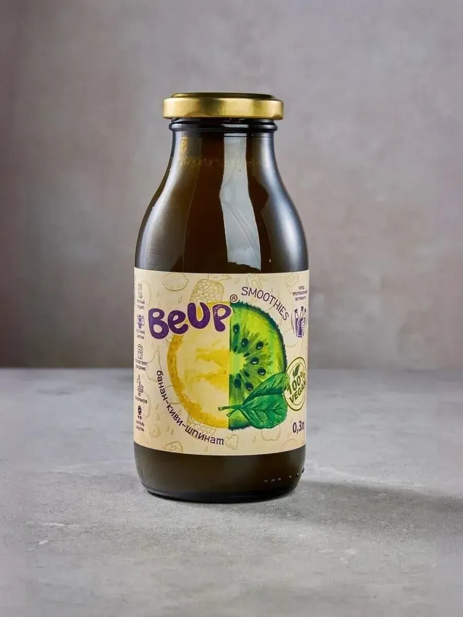 Смузи Be Up "Банан-Киви-Шпинат", натуральный, без сахара, 3х300мл — фото 1