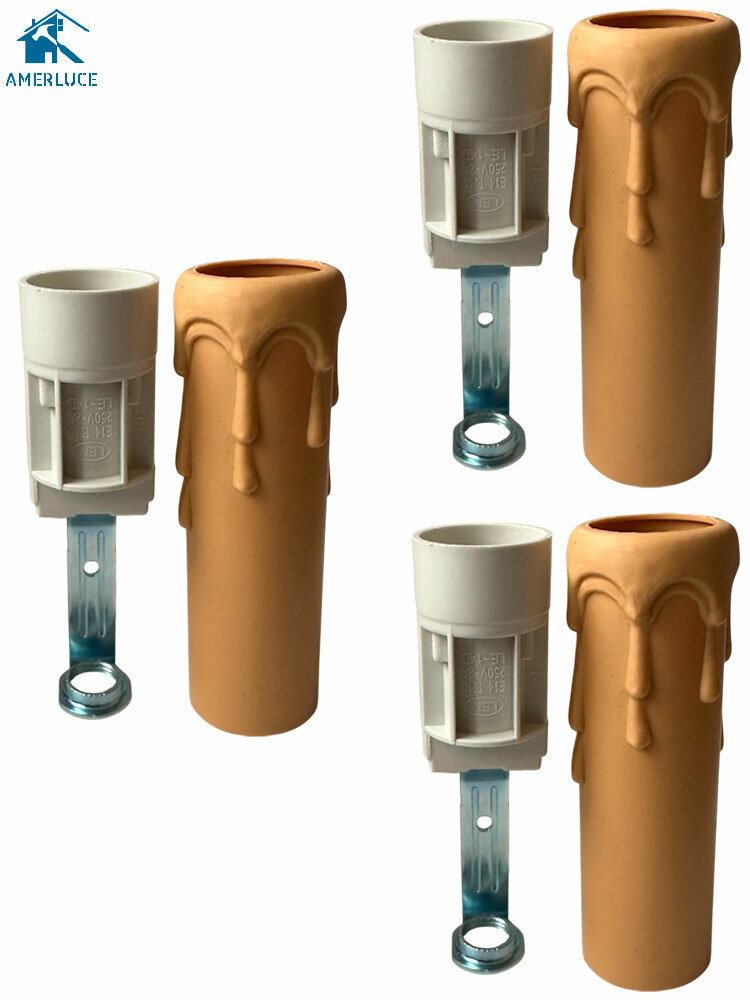 Патрон оплавленная свеча (оплывшая свеча) Е14 для люстры в сборе 85 мм Антик Е14 3 шт