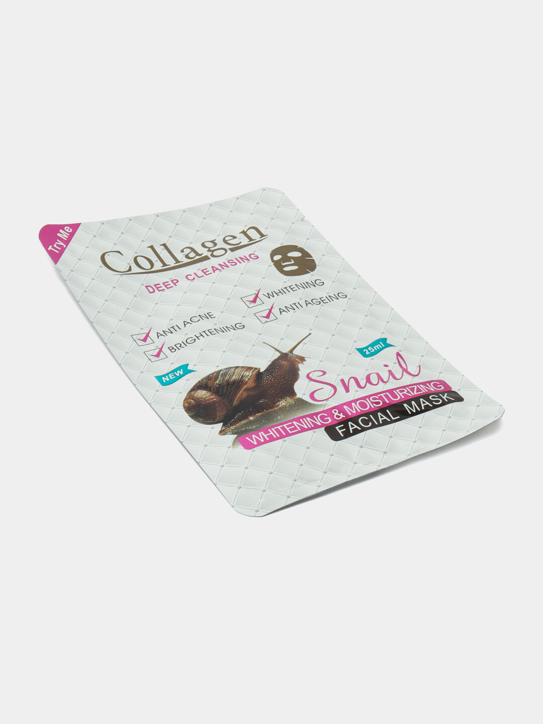 Тканевая маска CQK "Collagen Snail", для всех типов кожи, 25мл — фото 1