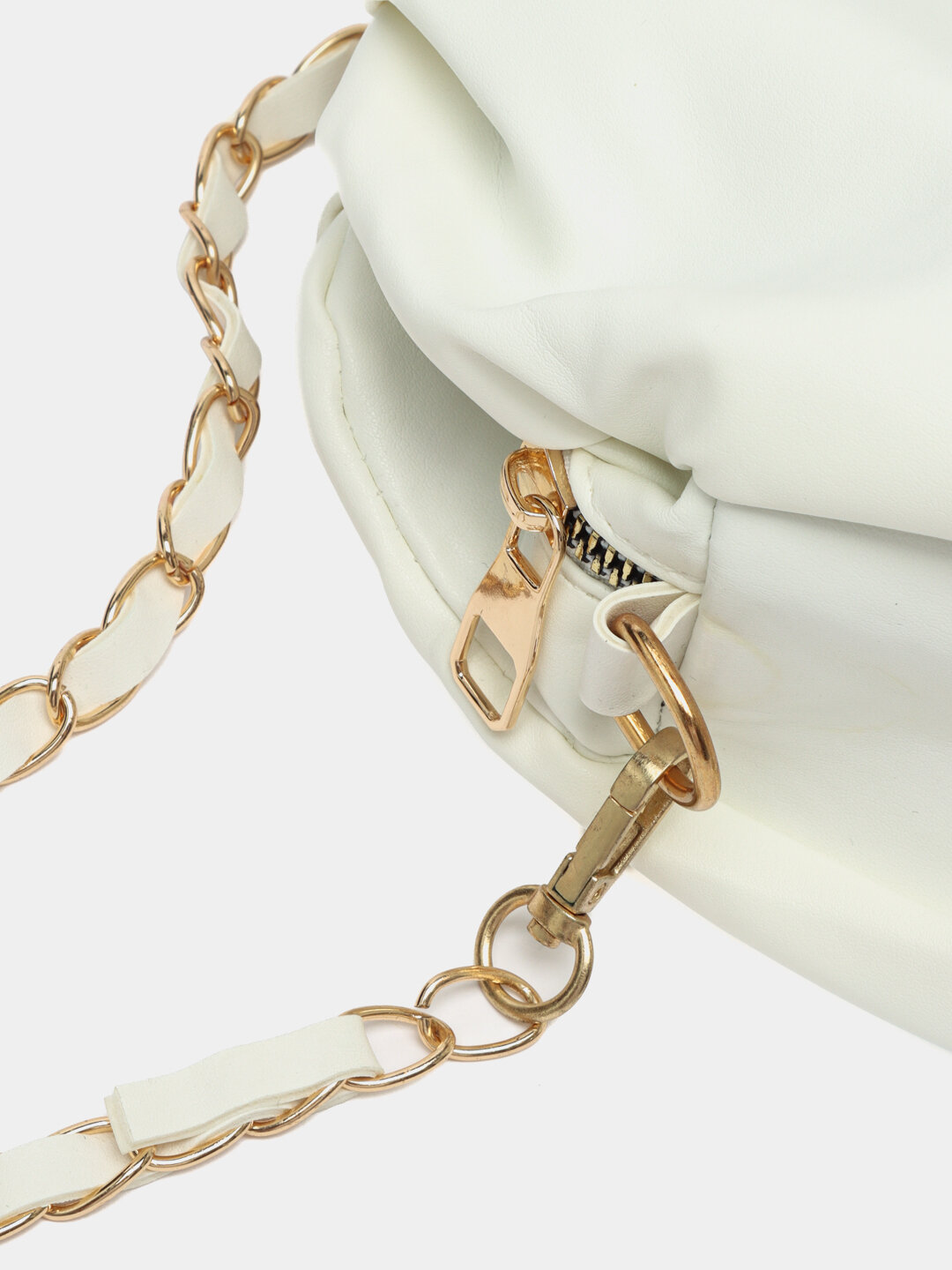 Сумка  Chain Ruched Soft 2025, фактура гладкая, белый