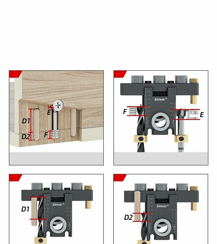 Изображение Кондуктор для сверления отверстий мебельный. С упором./GOGOstore