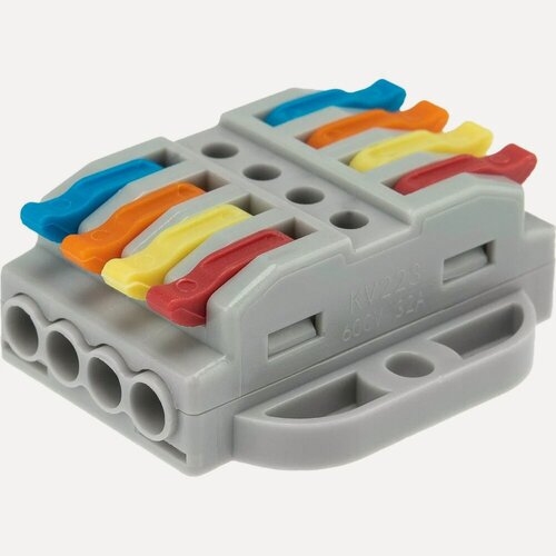 Изображение товара Клемма REXANT СМК 222-424P проходная 4 полюса, с монтажной площадкой (0,08-4 мм2), серая, 25 шт. 07-6264