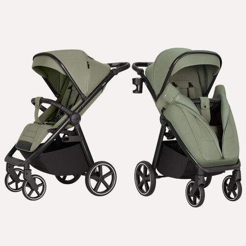 Изображение товара Прогулочная коляска Carrello Bravo SL, всесезон, с капюшоном и корзиной для покупок, мозаично зеленая