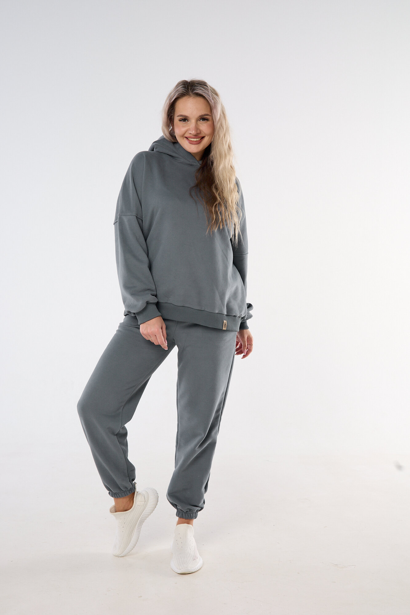 Костюм спортивный  женский теплый оверсайз для повседневной носки Пауртекс размер XL (52-54) серый