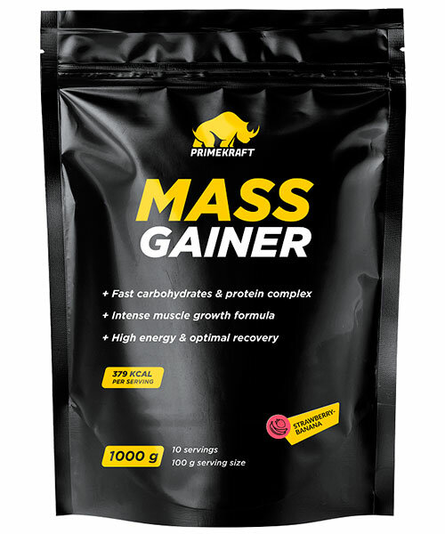 Гейнер для набора массы Mass Gainer Prime Kraft 1000 г 10 порций (Клубника-банан)