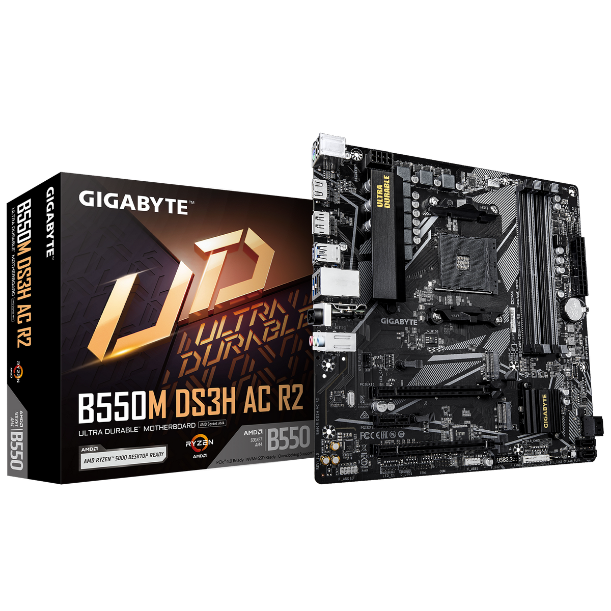 Материнская плата Gigabyte B550M DS3H AC R2, AM4, AMD B550, Micro-ATX, RTL (B550M DS3H AC R2)