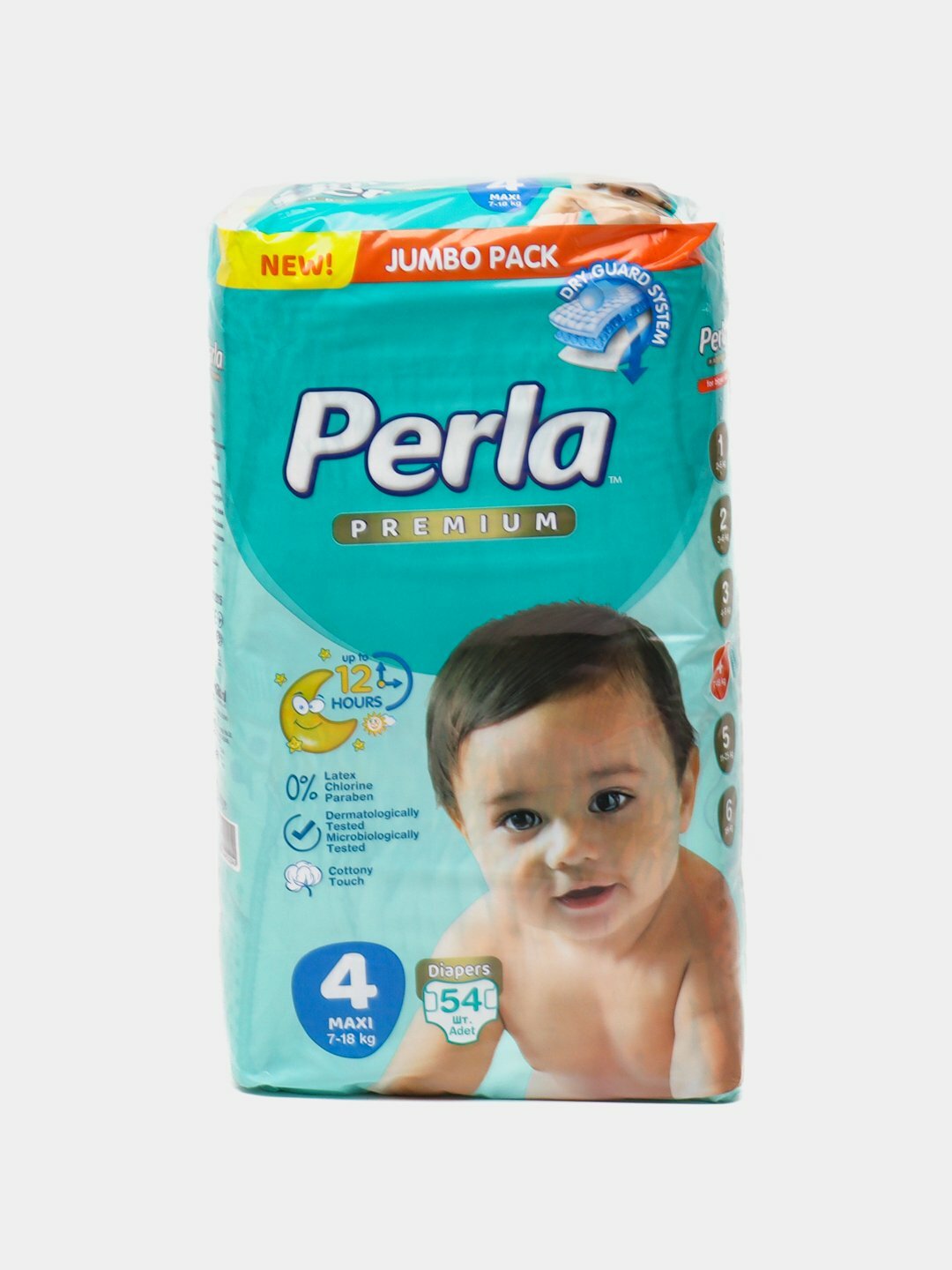 Подгузники Perla Premium, система Dry Guard, до 12 ч сухости