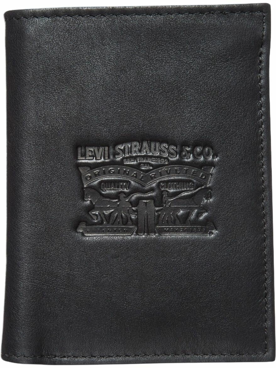 Кошелек Levi's, фактура тиснение, черный