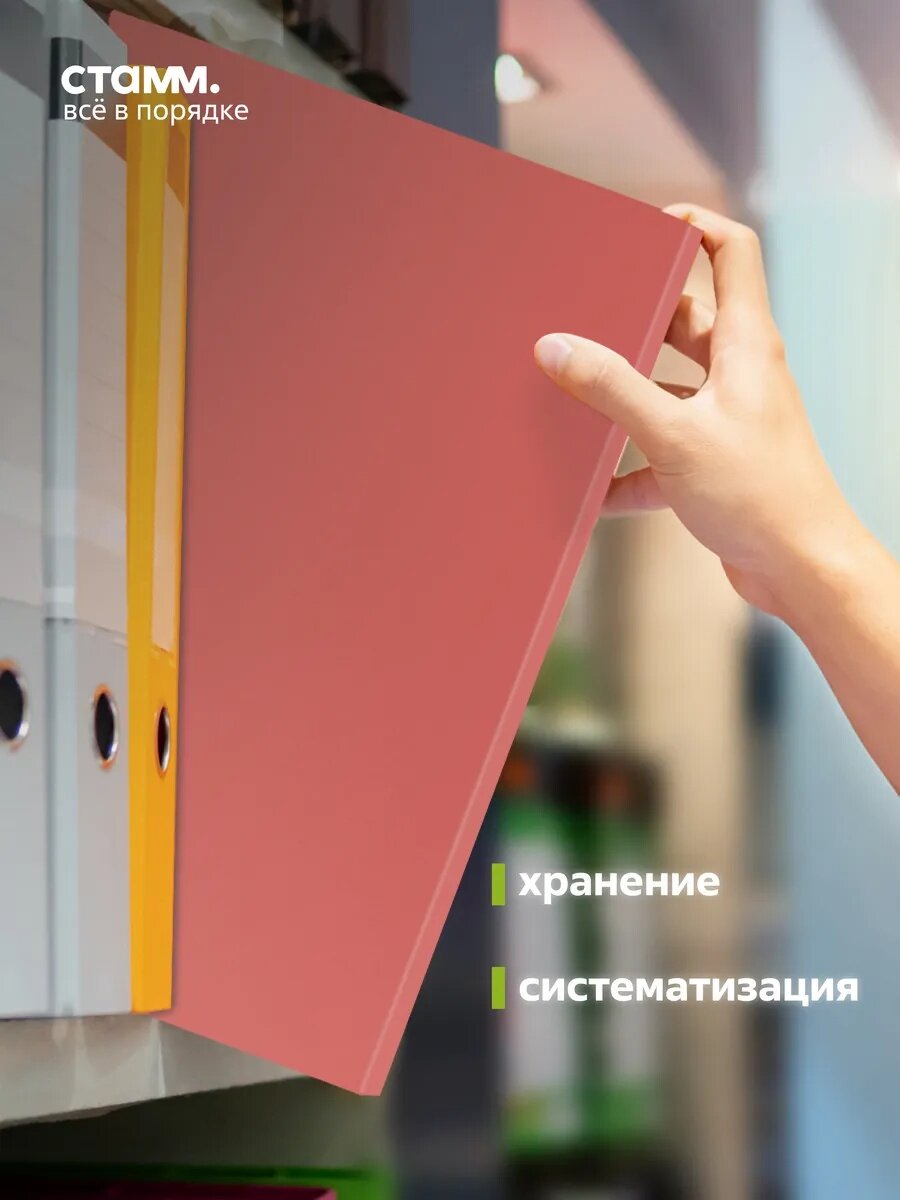 Папка с 20 вкладышами СТАММ "Акцент" А4, 14мм, 800мкм, пластик, коралловая — фото 1