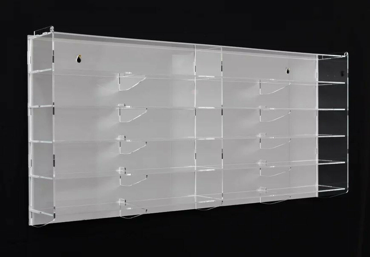 Стеллаж прозрачный для моделек машинок 1:43, 85 * 12 * 39 см, оргстекло — фото 1