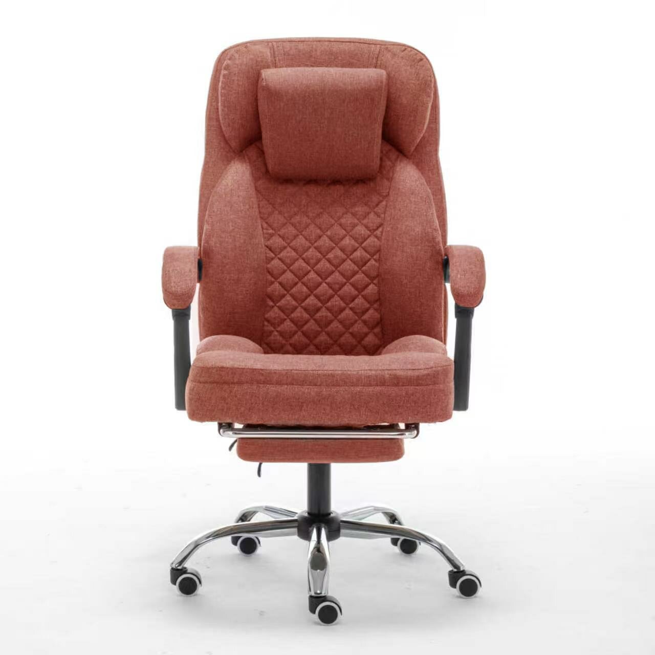 Офисное кресло Стулово, с массажем, льняная обивка, коричневое