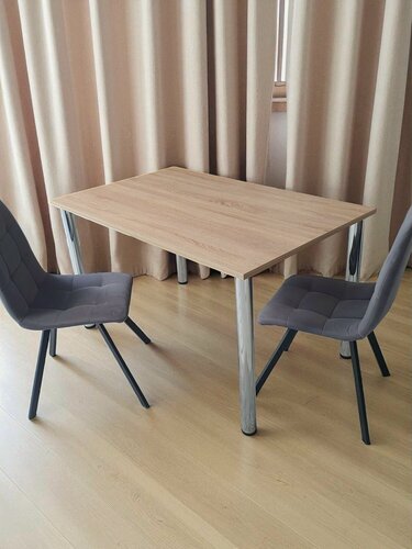 Изображение товара Стол обеденный/ цвет Дуб Сонома, 130*80 см. Ножки хром.