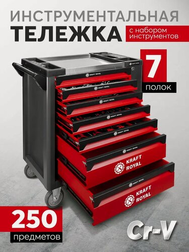 Изображение товара Инструментальная тележка с набором инструментов 259 пр.