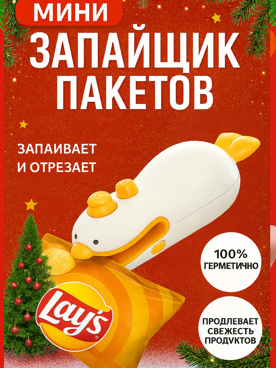 Ручной запайщик пакетов для продуктов упаковщик портативный с ножом 2в1 на магните