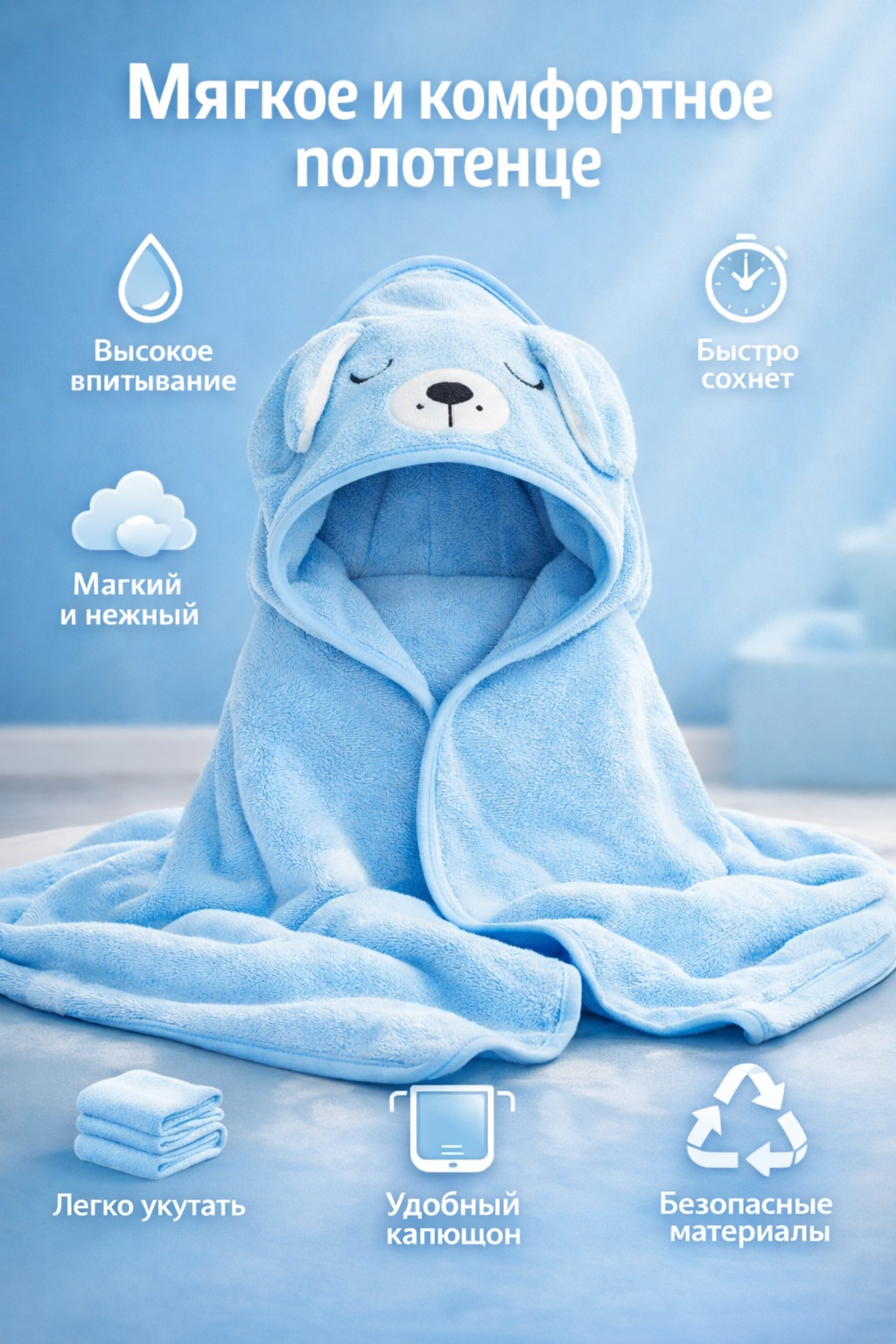 Детское полотенце с капюшоном – мягкость и уют после купания