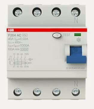 Изображение товара Устройство защитного отключения УЗО ABB F204 40A/30mA типа АС 2CSF204001R1400