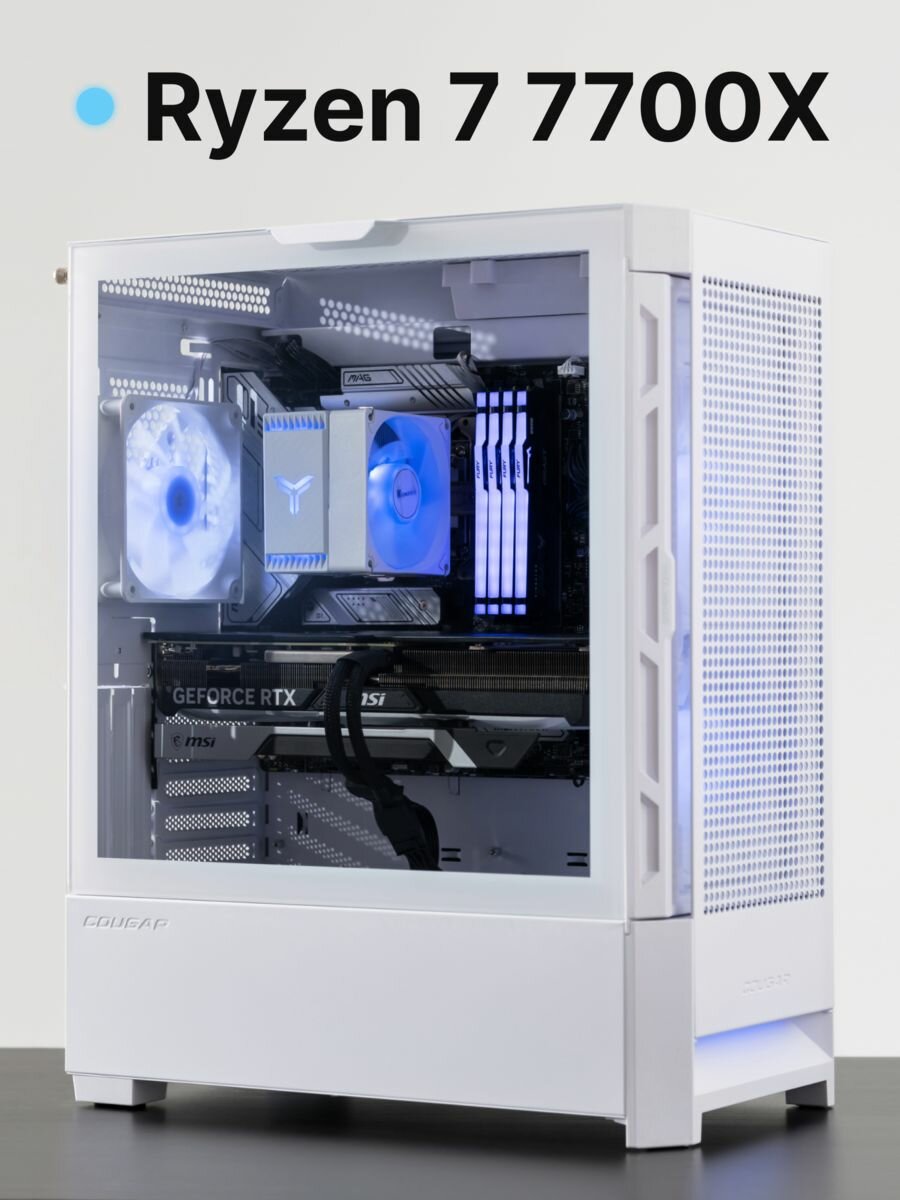 Игровой системный блок ProMid10507: AMD Ryzen 7 7700X, DDR5 16Gb, SSD 500GB, RTX 4060 Ti 8Gb, 600W, AirW, Windows 11 Pro