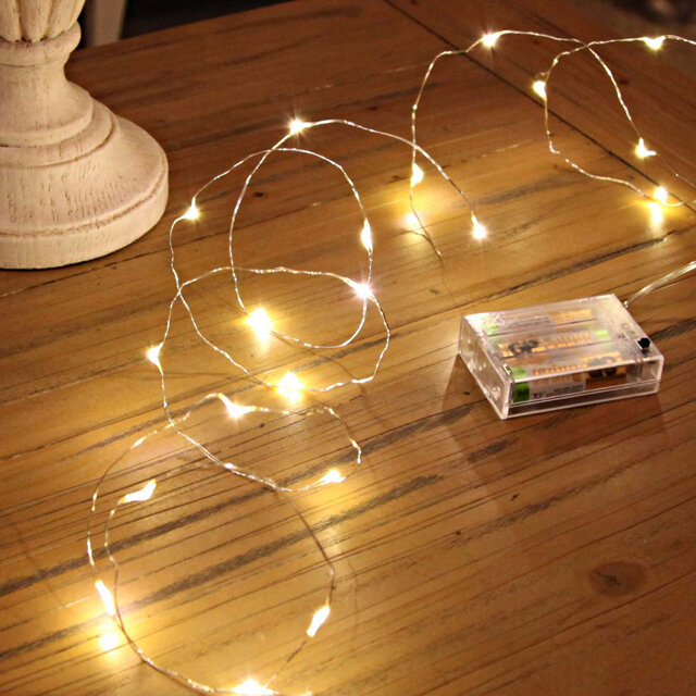 Светодиодная гирлянда Капельки на батарейках 40 теплых белых мини LED ламп 2 м серебряная проволока IP20 Koopman AX9702020-1