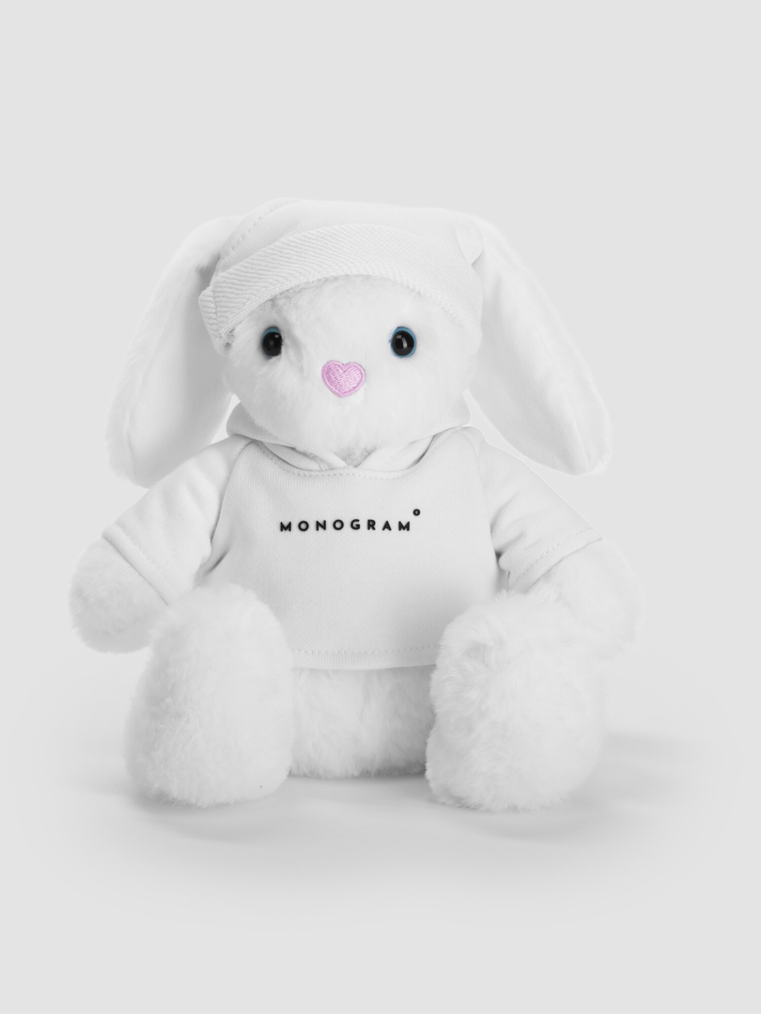 Кролик плюшевый Monogram 1603  белый в подарочной упаковке тубе