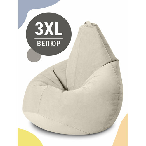 фото Mypuff кресло-мешок груша, размер xxxl-стандарт, мебельный велюр, латте