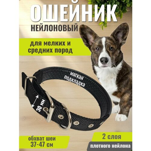 Ошейник для собак средних и мелких пород 30мм черный