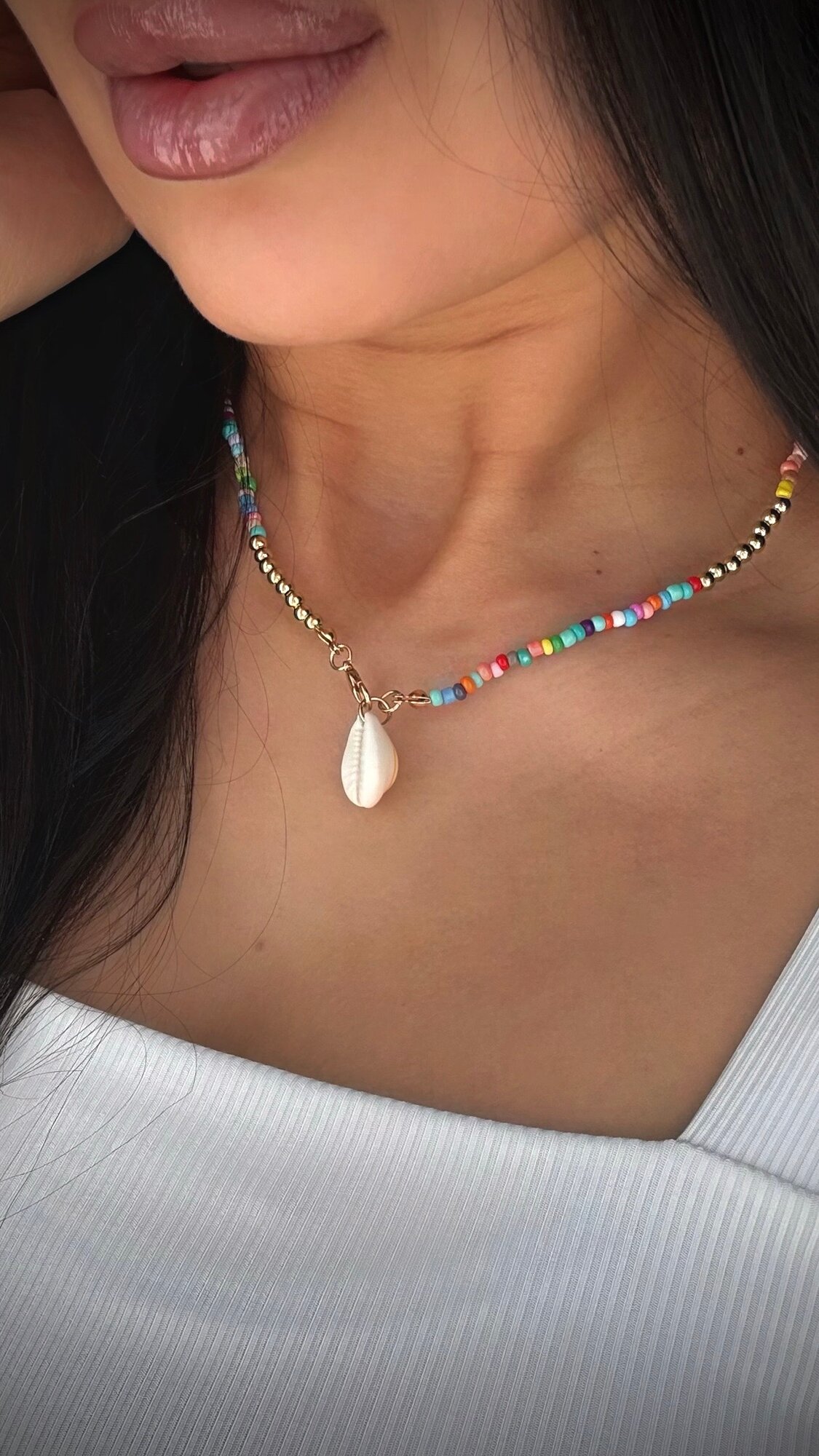 Бусы D'Mari, ракушка, длина 46 см, разноцветный микс — фото 1