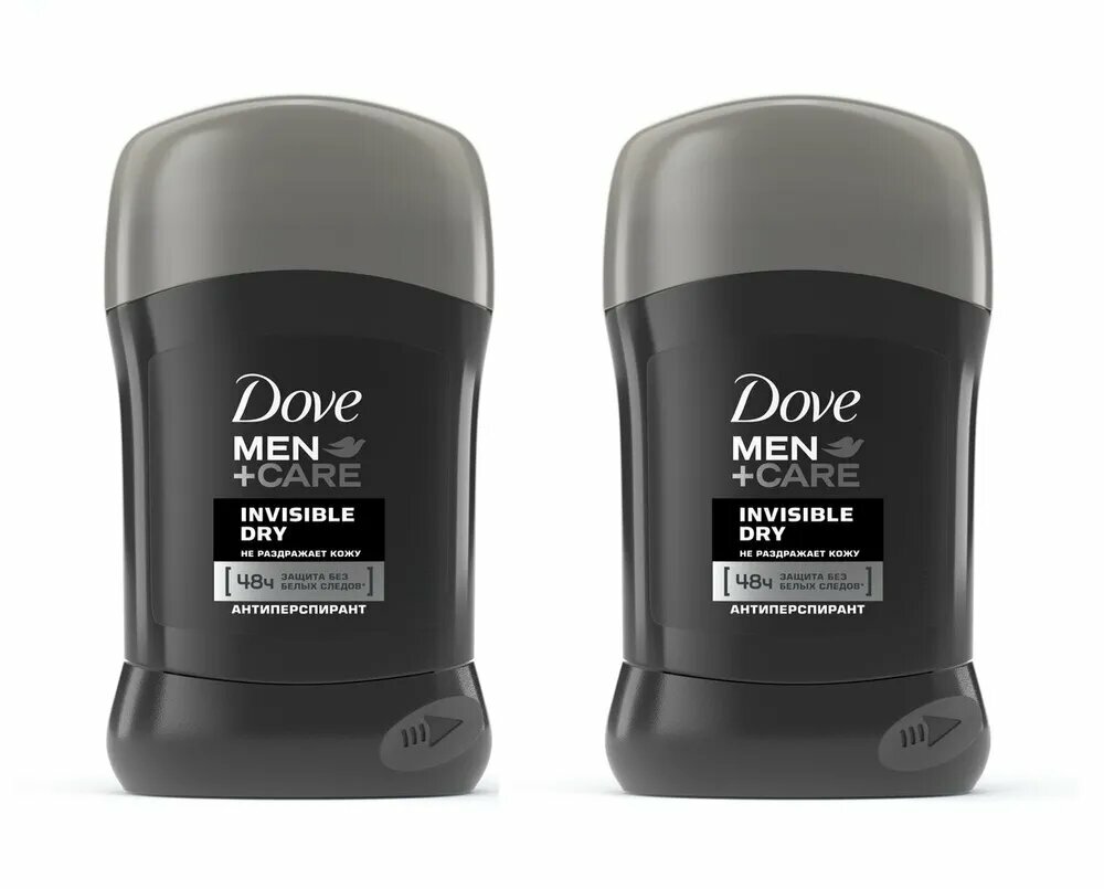 DOVE Men Сare Invisible Dry Дезодорант мужской твердый стик антиперспирант Дав Экстразащита без белых следов, 2 x 50 мл