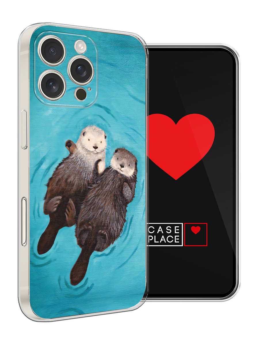 Чехол на Apple iPhone 16 Pro Max / Айфон 16 Про Макс с принтом Парочка бобров — фото 1