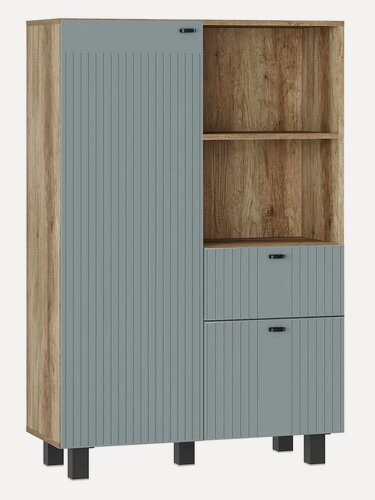 Изображение товара Комод для одежды и хранения вещей Олива с полками, с ящиком, 90.2х37.4х135.8 см, Дуб Каньон / Шарли бриз