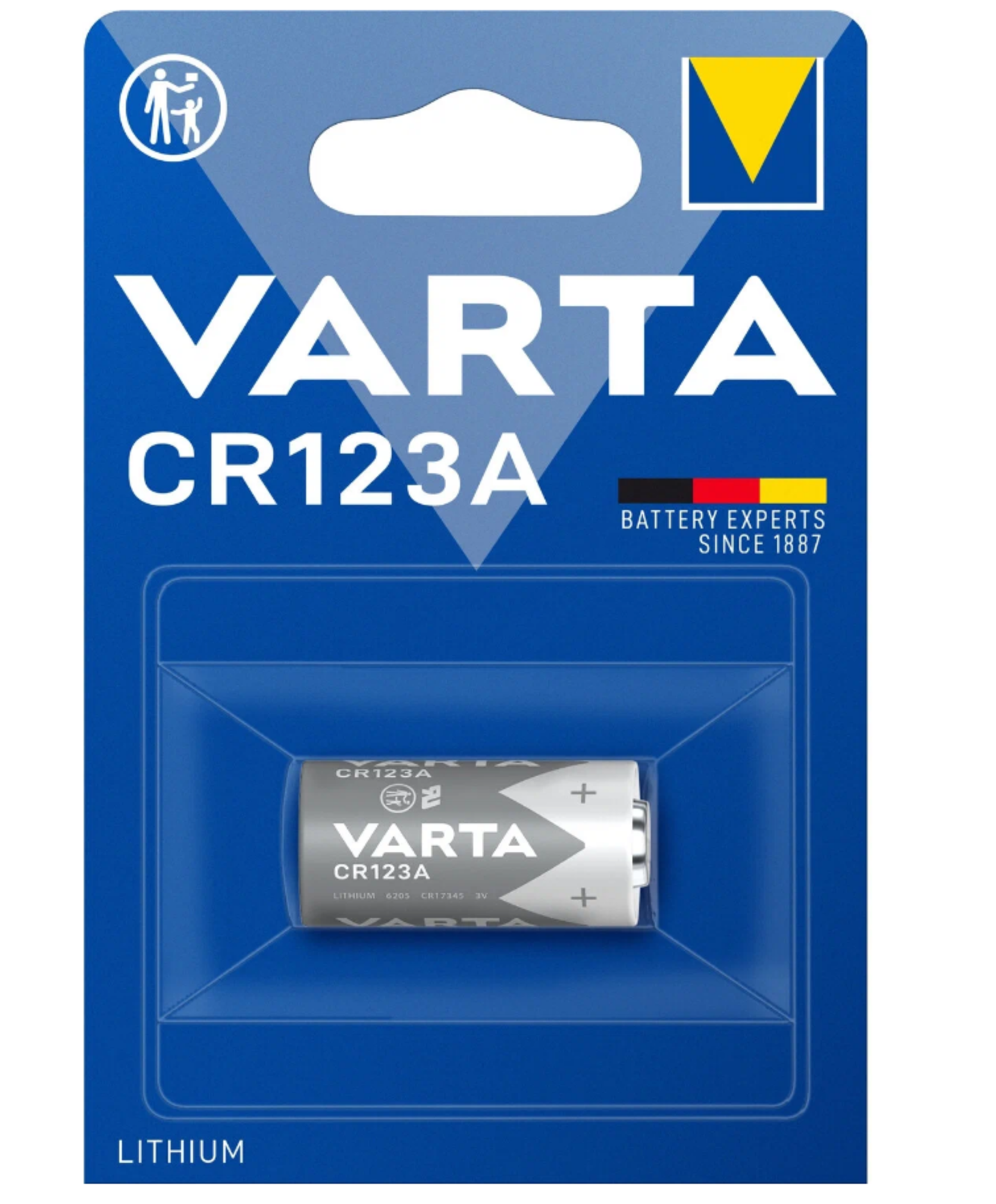 Батарейка VARTA типоразмер CR123А, 3 В, литиевая, 1 шт. в блистере