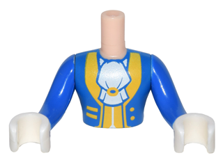 Torso Mini Doll Man Blue Coat with White Ascot, Yellow Trim Pattern, Blue Arms with White Gloves, FTMpb016c01 Light nougat U