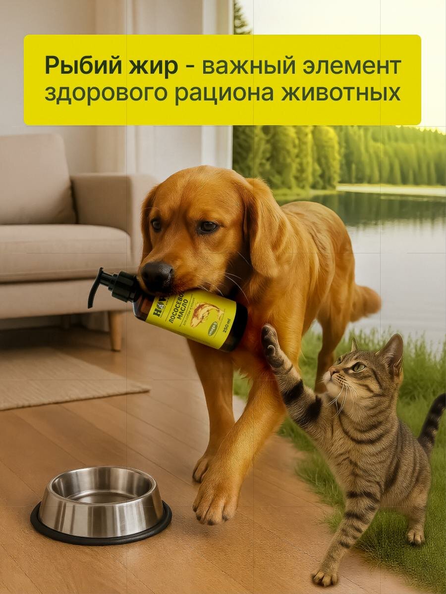 Лососевое масло/ Масло лосося/ Рыбий жир 250 мл/Натуральная пищевая добавка для собак и кошек HOWL — фото 1