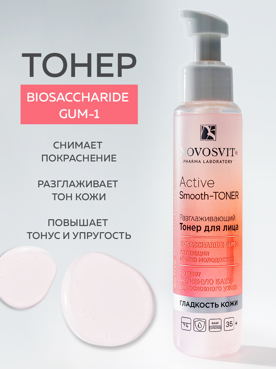 Novosvit Разглаживающий Тонер для лица «Active Smooth-Toner» 100мл.