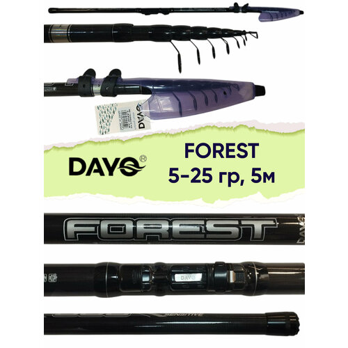 Удилище телескопическое с кольцами DAYO FOREST, тест 5-25 гр, 5м